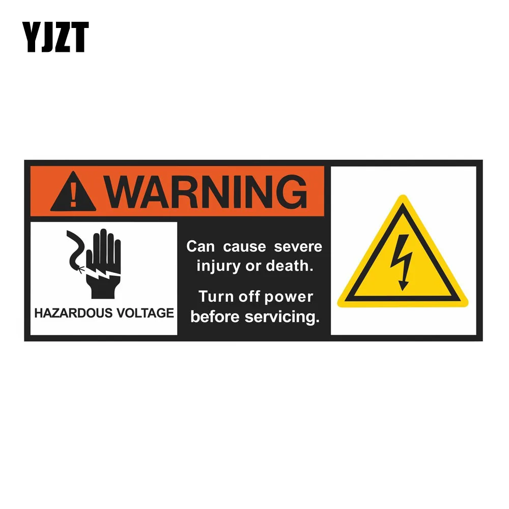 YJZT 14.7CM*5.8CM WARNING HAZARDOUS VOLTAGE Car Sticker Decal