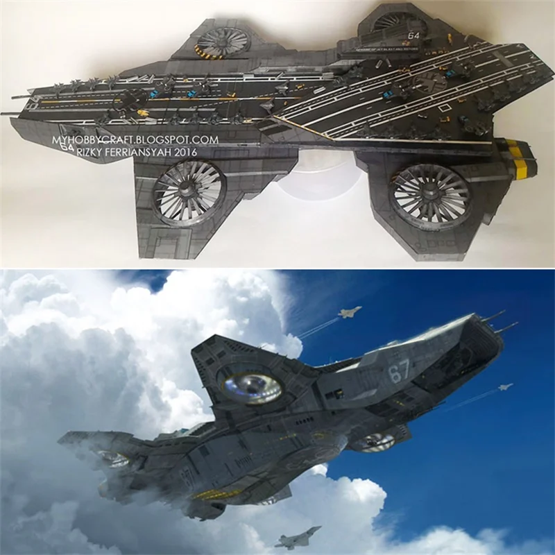 SHIELD Paper Model Kit Superhero Military Weapons Helicarrier Air Carrier Papercraft 3D DIY Handmade Toys Desktop Decoration