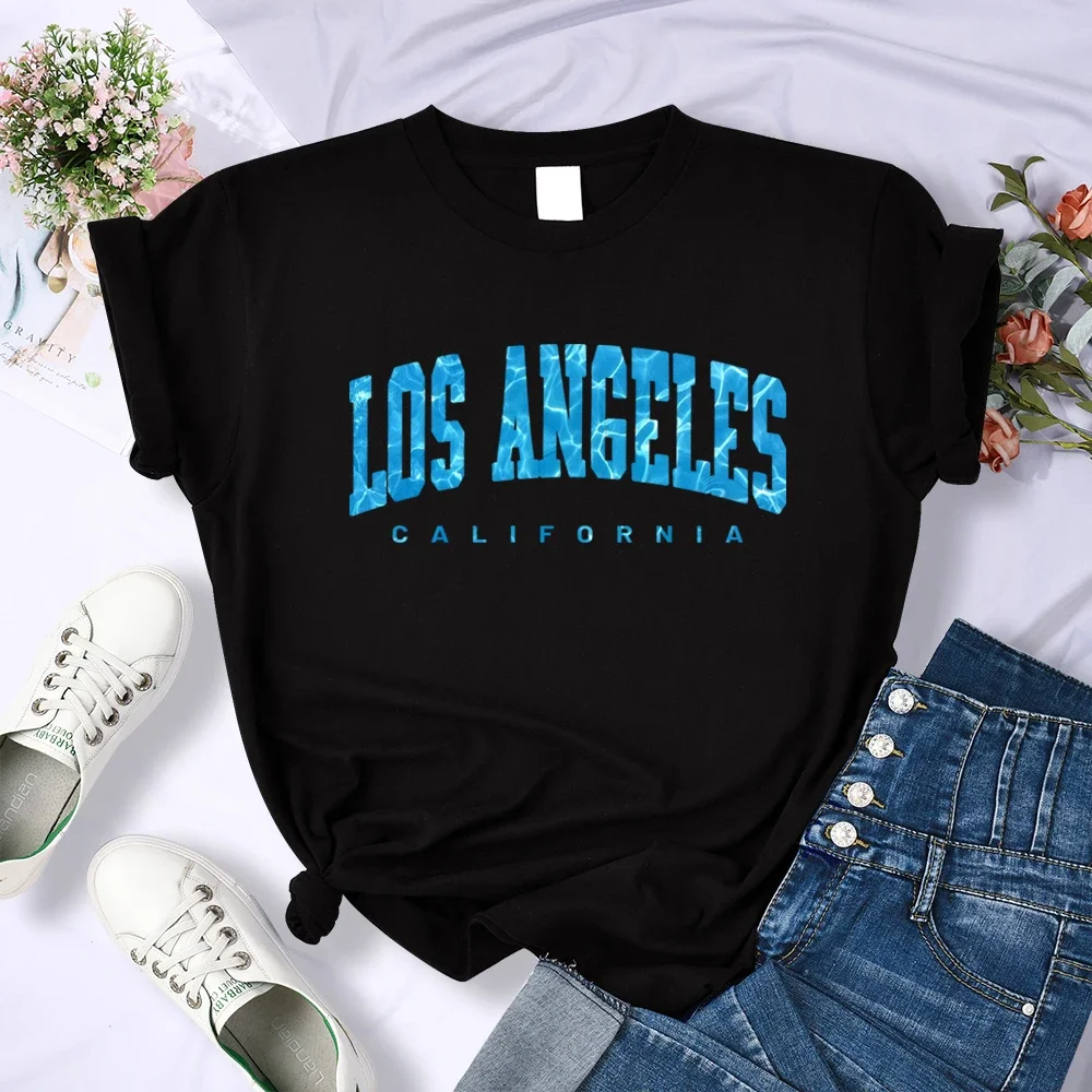 

Los Angeles California Funny Letter Print Women T Shirt Street Summer Tshirt Simple Casual Short Sleeve Breathable Cool T-Shirt
