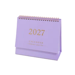 Monthly Desk Calendar with Spiral Binding and Foldable Stand (Purple)