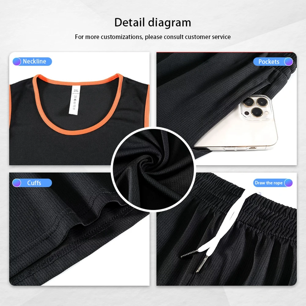 Free Custom Men'S Sleeveless Vest, Basketball Suit, Quick Drying Sports Jersey, Men'S Breathable And Comfortable Vest Set