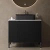 30" Bathroom Vanity with Ceramic Sink Combo, Freestanding Bathroom Storage Cabinet with 2 Soft Close Doors and Sink Hole Cover 1
