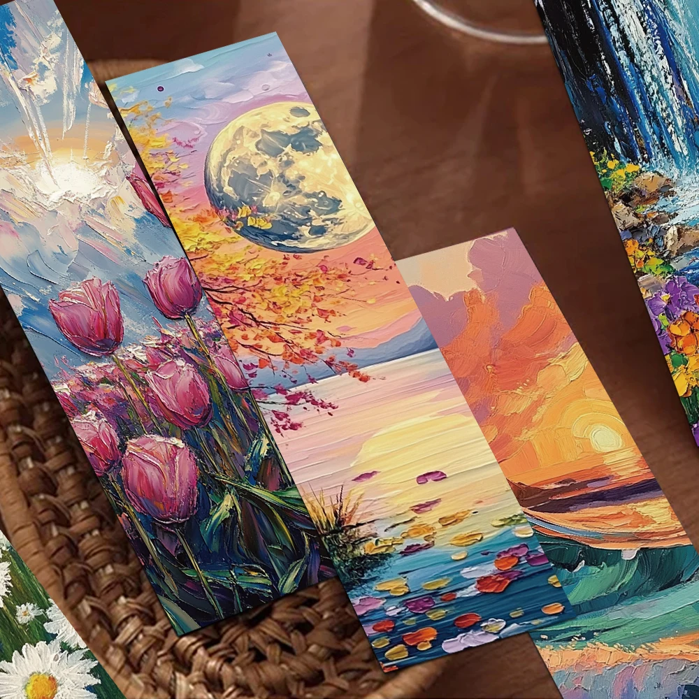 30pcs Romantic Oil Painting Bookmarks For Reading DIY School Stationary