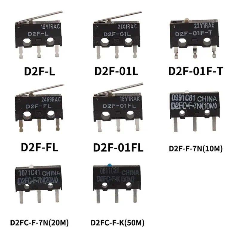 Tactile Push Button Switch D2F D2F-F 01-3-7 01F-T 01FL 01L Original Omron Ultra Small Travel Limit Micro Switch 3-pin D2FC 10M 20M OF K 50M