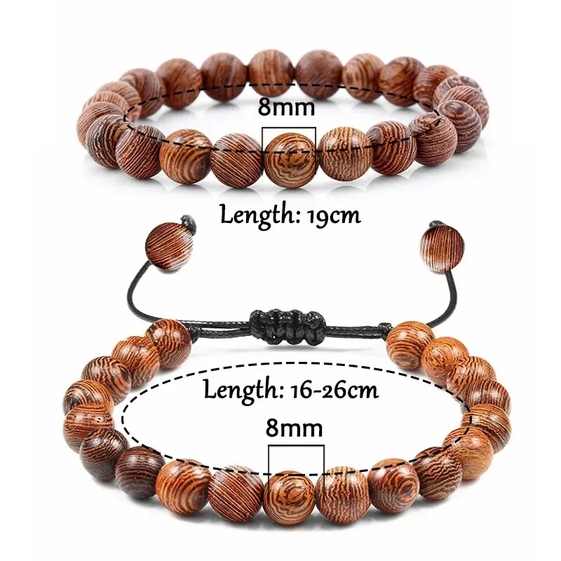 Natural Wooden Beaded Bracelet Prayer Buddha Bangle Rosary Meditation Bracelet Bangle for Men Women Yoga Healing Balance Jewelry