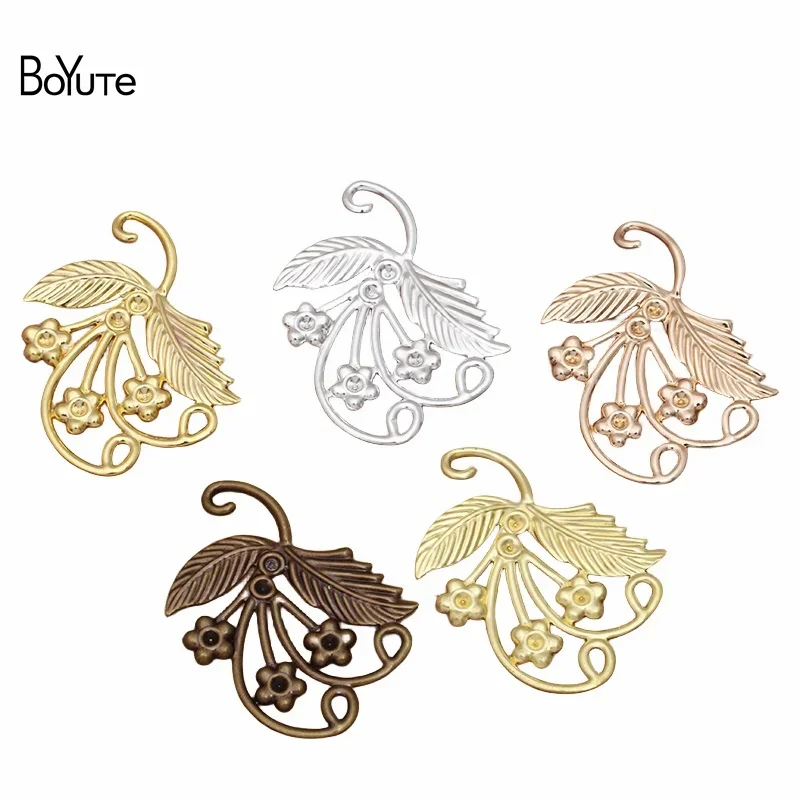 

BoYuTe (50 Pieces/Lot) 28*37MM Metal Brass Stamping Flower Materials Diy Hand Made Jewelry Accessories Wholesale