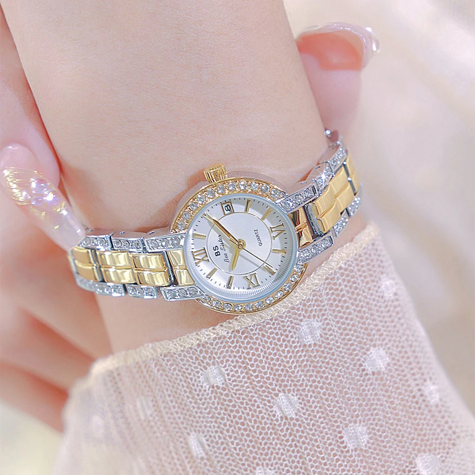 Fashion Casual Ladies WristWatches Luxury Diamond Gold Silver Stainless Steel Quartz Watches Waterproof Watch For Women Clock