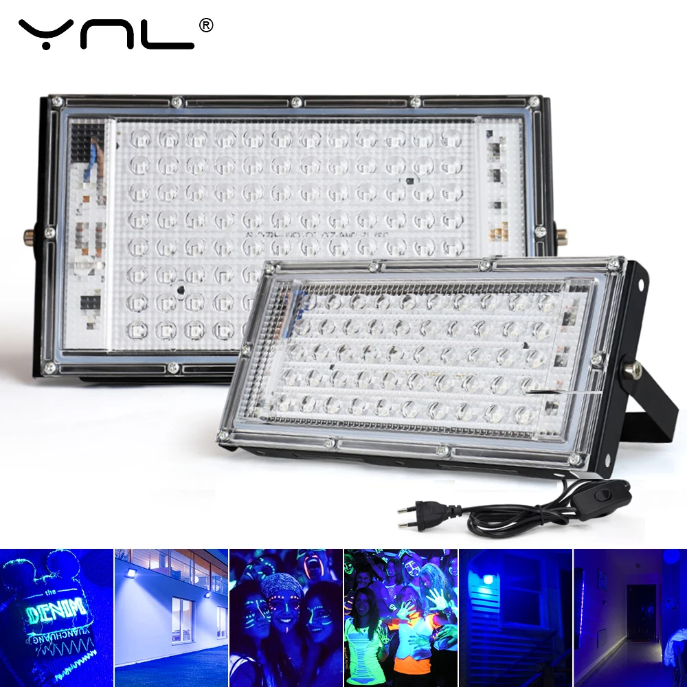 395nm 400nm LED UV Flood Light 220V 50W 100W 150W Effect Lamps Ultraviolet Fluorescent Stage Lamp Disco Party Stage Blacklight