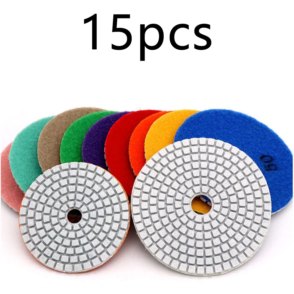 15Pcs Diamond Sanding Grinding Disc Polishing Pads 4 Inch 100mm For Granite Stone Concrete Marble Polishing Use Grinding Discs diamond polishing pads 100mm 50 3000 grits wet diamond polishing pad for granite marble stone and concrete