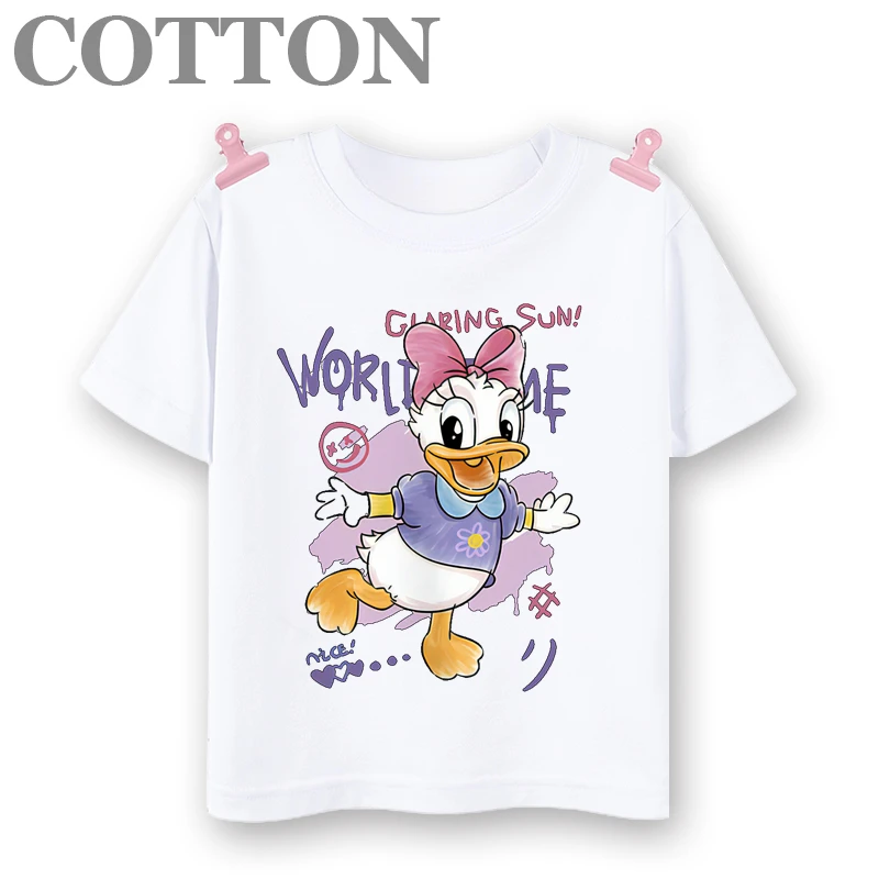 thumbnail image 1 of Camiseta de algodón para niños, ropa de moda para niños, camisetas de verano para niñas de manga corta con dibujos animados de Disney Mickey Mouse, camisetas para bebés, 1 of 5
