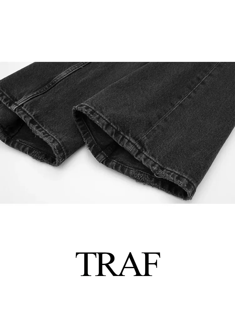 TRAF 2023 Women Fashion Denim Jeans Solid Loose Long Pants Woman With Gradient Versatile Casual Streetwear Mujer Baggy Trousers images - 6