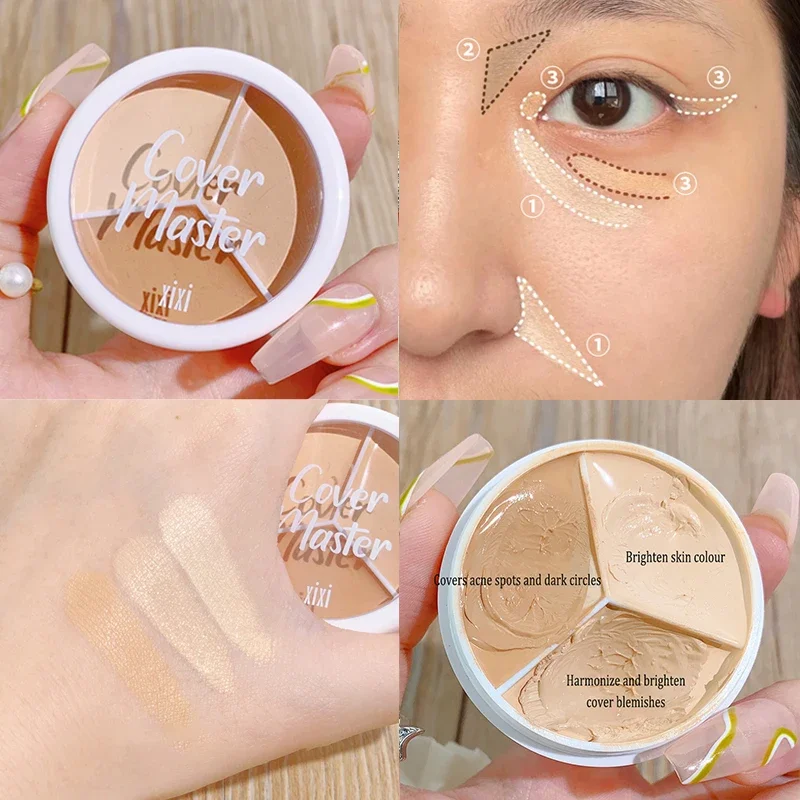 3 Color Concealer Palette Makeup Foundation Cream Waterproof Long Lasting Contour Palette Cover Dark Circles Acne Marks Brighten face concealer palette color concealer concealer cream foundation concealer face concealer
