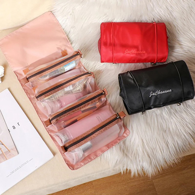 Bolsa de maquillaje 4 en 1 de gran capacidad, bolsa de maquillaje de nailon desmontable, de aseo de almacenamiento de cosméticos de viaje plegable| | - AliExpress