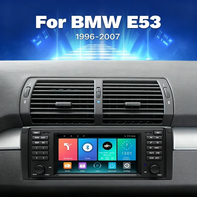 Autoradio sans fil CarPlay Android Auto pour BMW Série 5 E39 X5 E53 M5 1996-2003 Android 14 GPS Navigation 4G WIFI 1