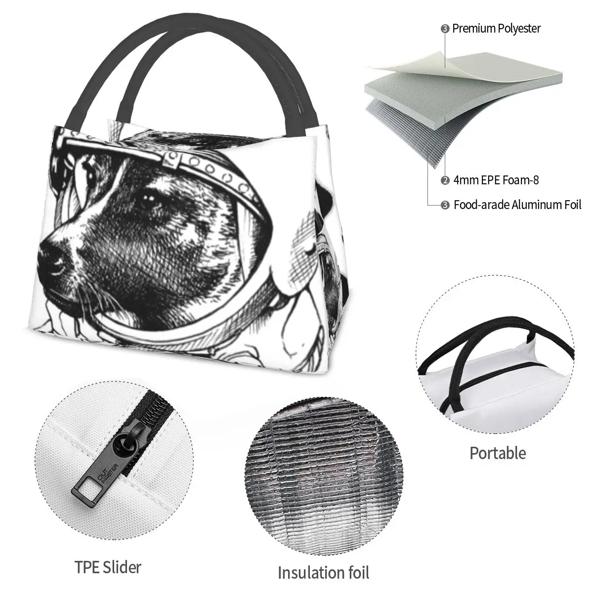 Laika Cccp Logo Portable insulation bag for Cooler Thermal Food Office Pinic Container