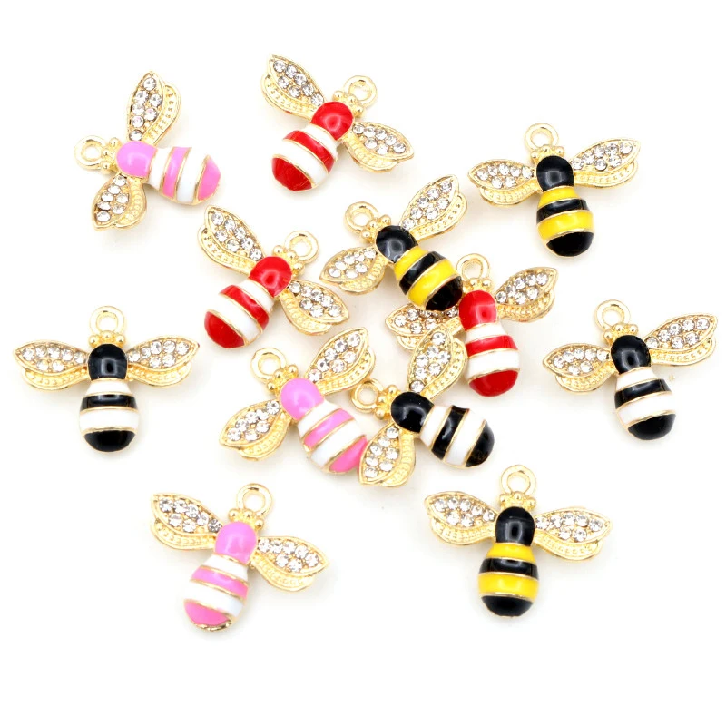10pcs 18x22mm Emaille Bee Charme für Schmuck Machen Niedlichen Ohrring Anhänger Armband Halskette Zubehör Diy Finding handwerk Liefert