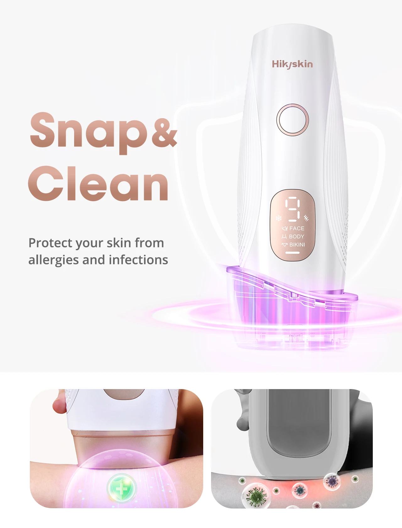 Laser Hair Removal - Cooling Painless IPL Hair Removal with Cleaning Lamp 9 Energy Levels for Women and Men Home Whole Body Use 3