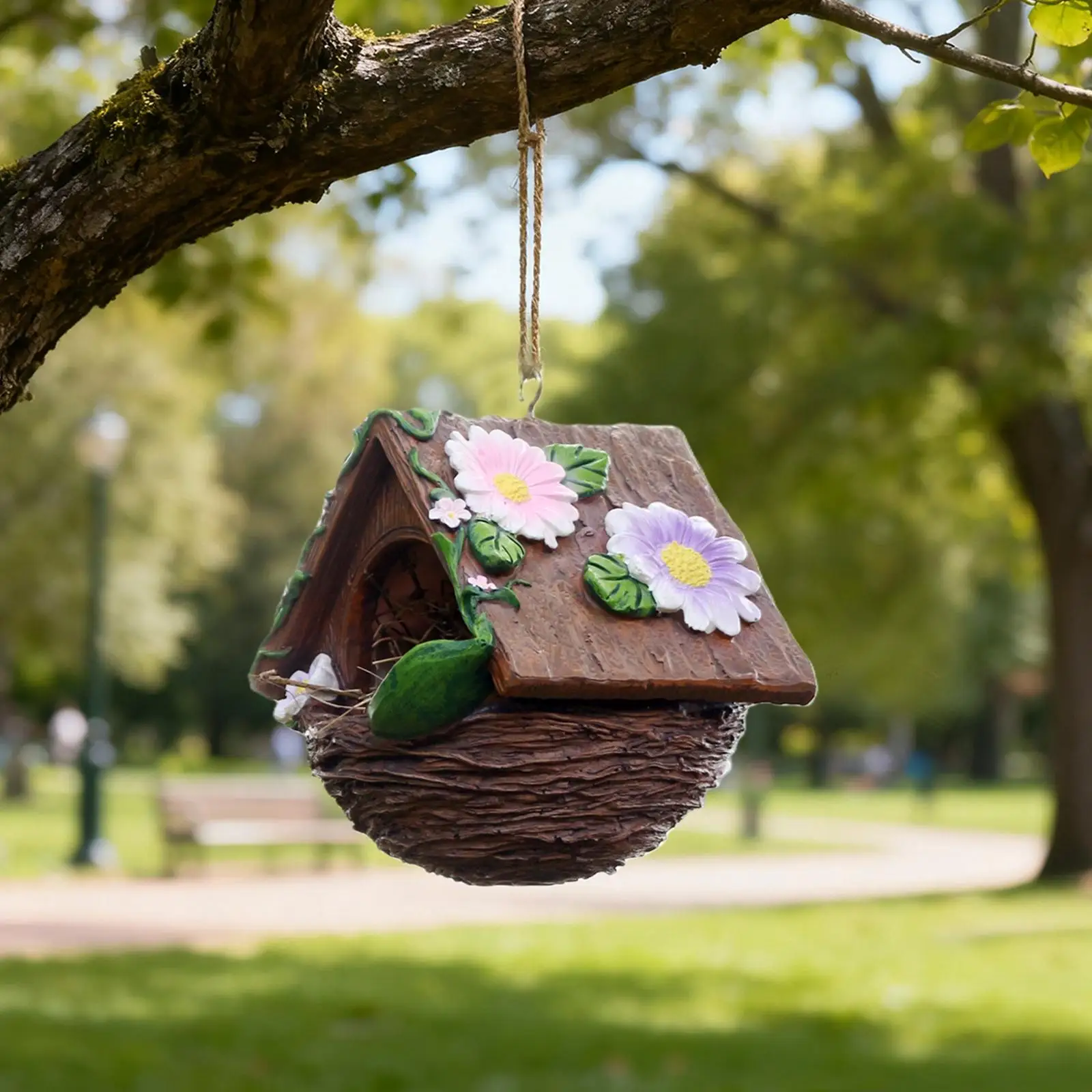 รูปสินค้า บ้านนกตกแต่งสวนสไตล์ชนบท นกนางแอ่น นกโรบิน