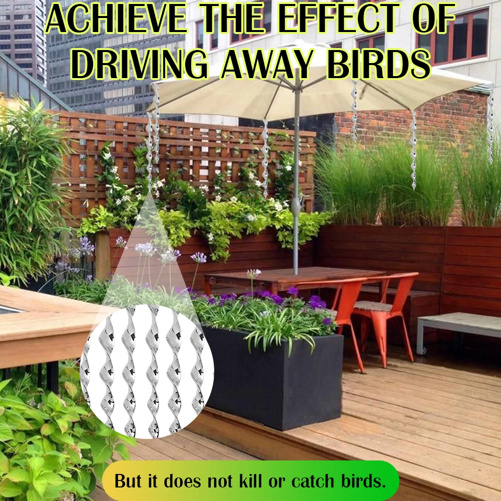 12/24/48Pcs Bird Repellent Stick Hanging Rotating Rod Wind Spiral Bird Repellent Scarer Household Decoration Garden Accessories