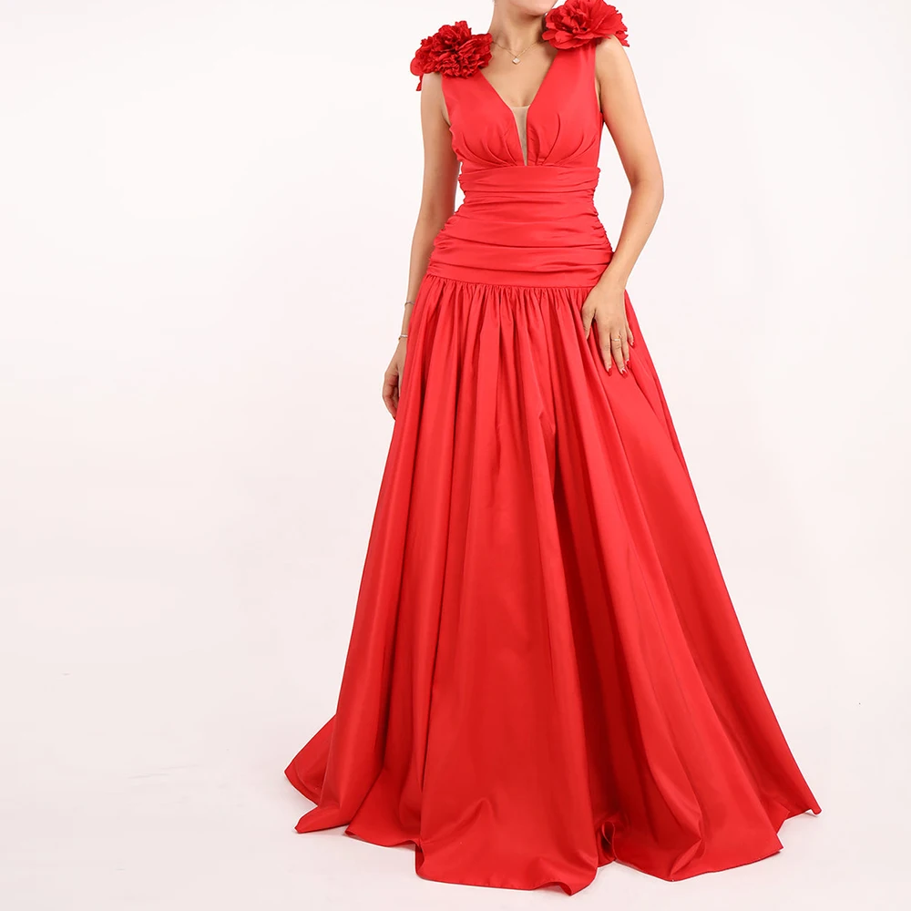 Luxury Saudi Wine Red Beaded Evening Gown Spaghetti Strap Floor-Length for Formal Occasion LA70600A