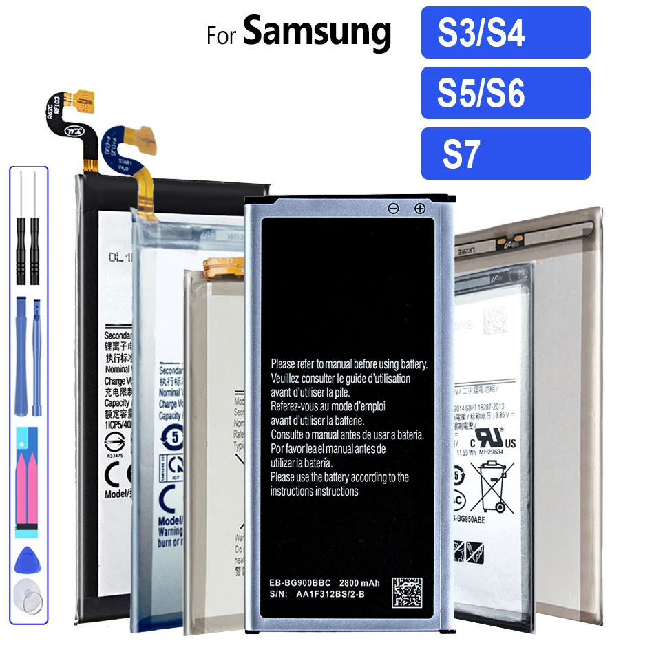 Batteria Per Samsung Galaxy S3 S4 S5 S6 S7 I9300 I9500 G900 Sm-G920 Sm-G9300 Bateria Ad Alta Capacità