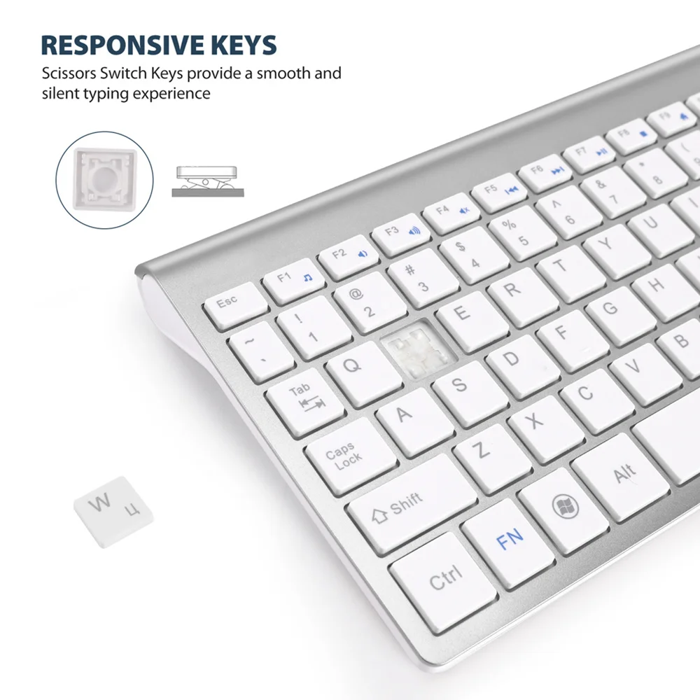 Jomaa-conjunto de Mouse e Teclado sem Fio Design Ergonômico Clique Silente Computador Laptop Desktop Comb Espanha - Imagem 6