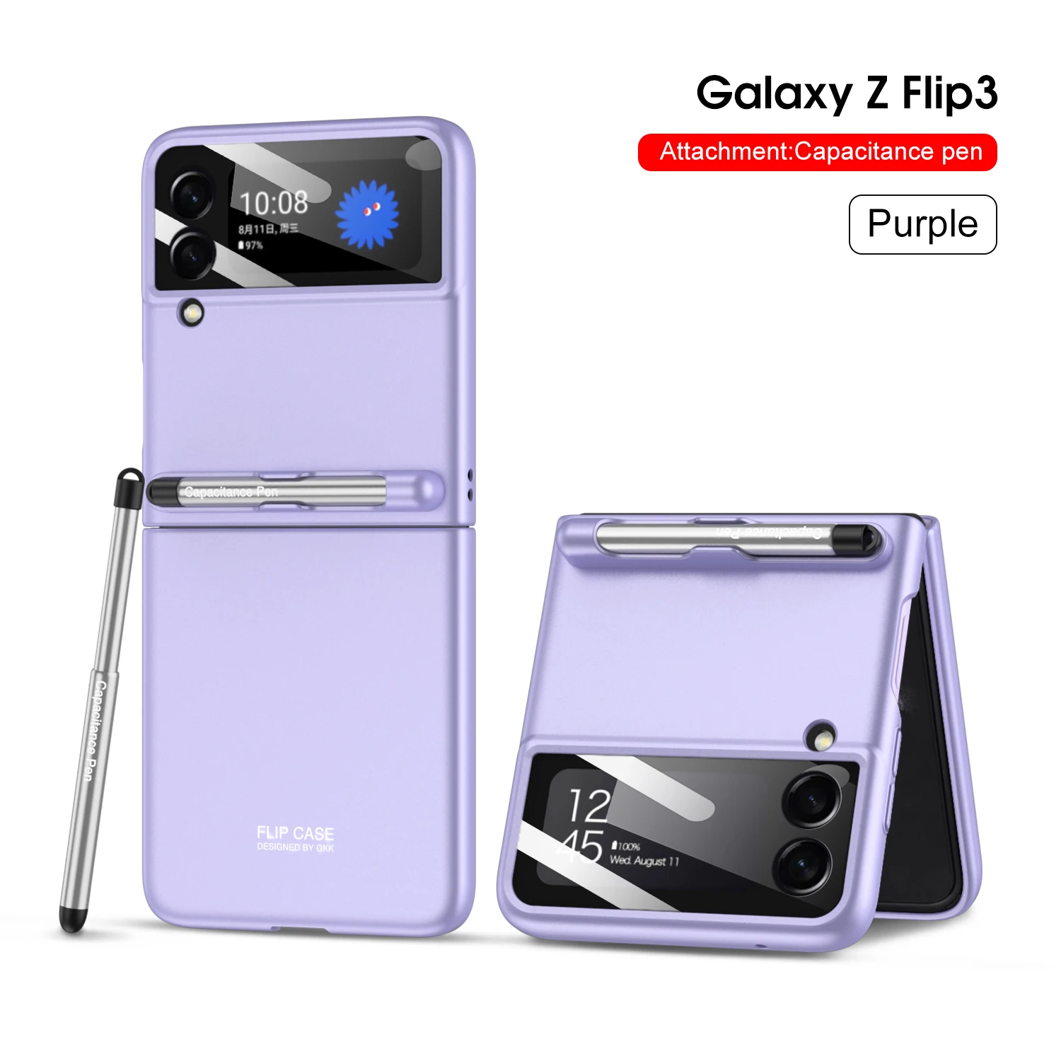 kawaii phone case samsung With Pen Phone Case For Samsung Galaxy Z Flip 3 Pen Slot funda PC for flip3 case Anti-Fingerprint Shell Plain Ultra-thin Protect samsung flip phone cute