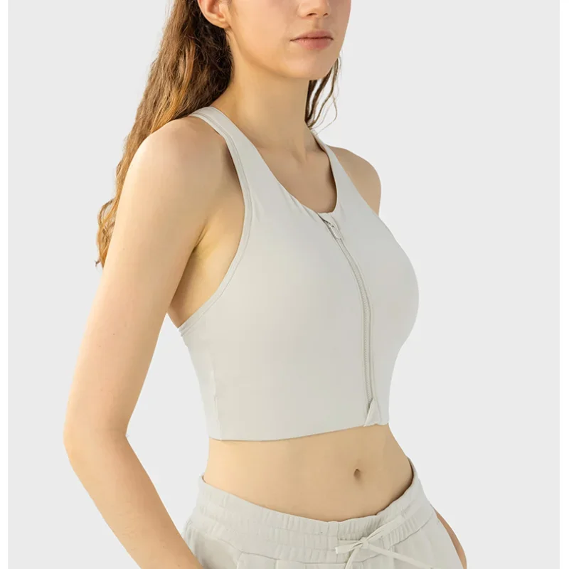 Solid Color Yoga Tight Sports Bras For Women 2024 Women's Fitness Zipper Bra Sportswear Woman Gym Training Female Crop Tops