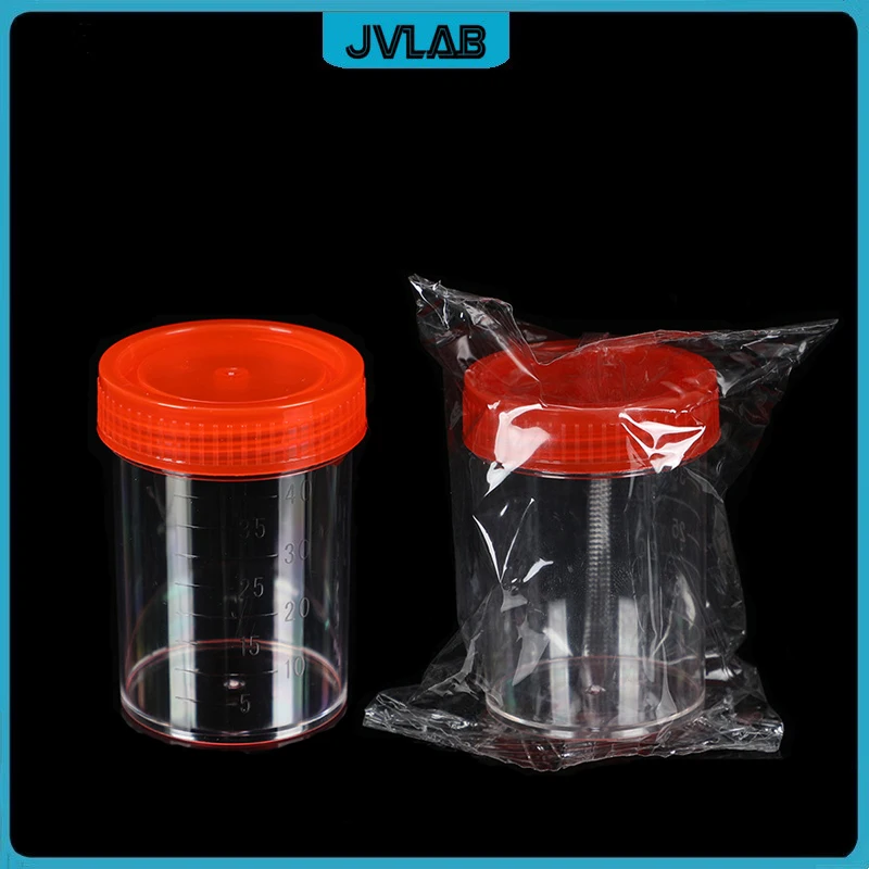 Plastic Urine Container Cup 40 ml Plastic Vials Screw Cover Sputum Cup Height 45mm EO-Sterilized Individual Package 50/PK