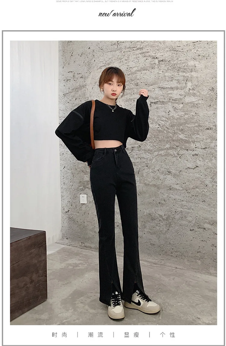 black mom jeans CGC 2022 New Spring Autumn Flared Jeans Women  Straight High Waist Jeans Casual Streetwear Slim Denim Pants Female Baggy Jeans brown jeans