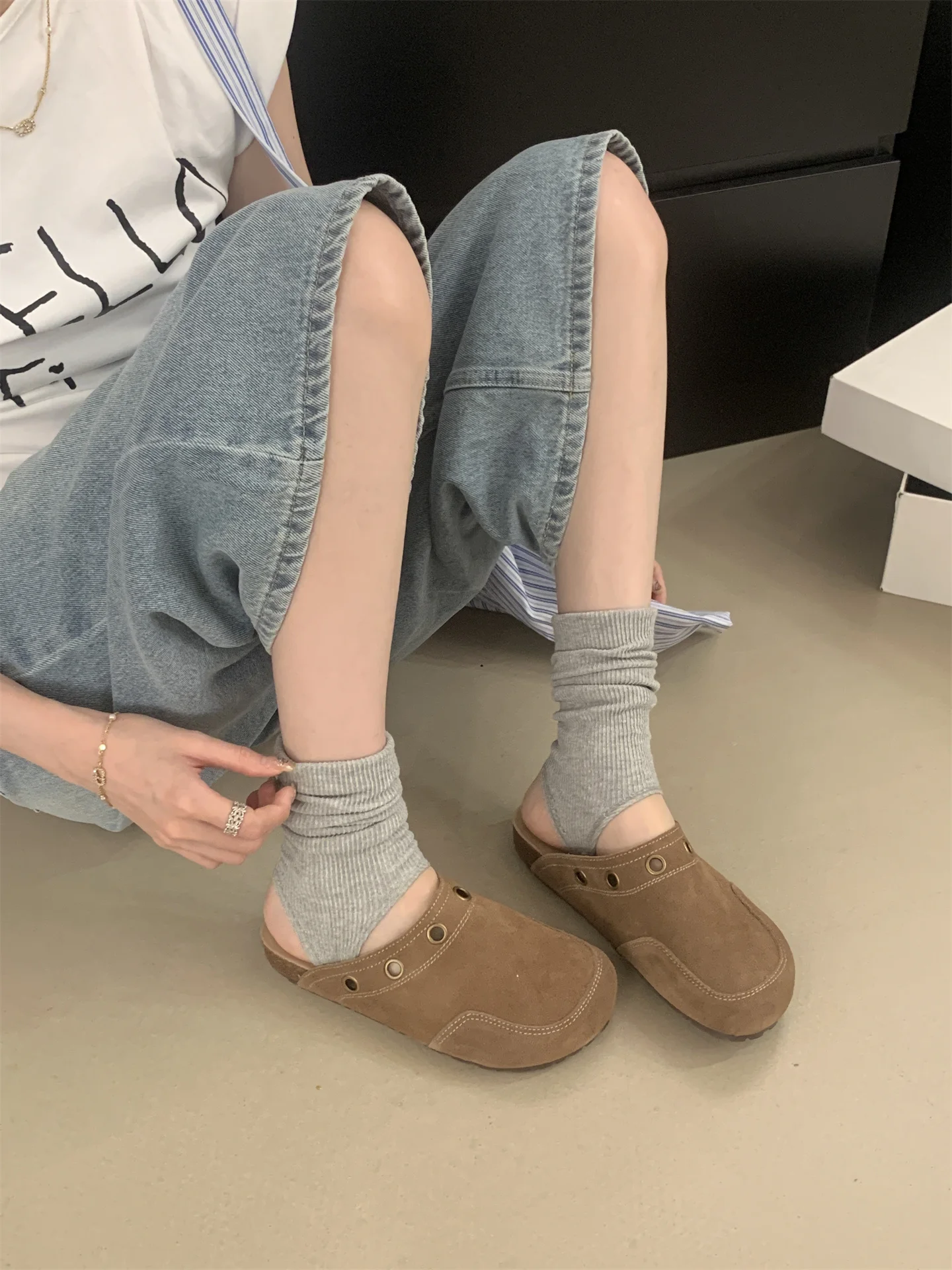 Suede Adjustable Strap Cork Footbed Mules For Women Arch Support_voghion.com