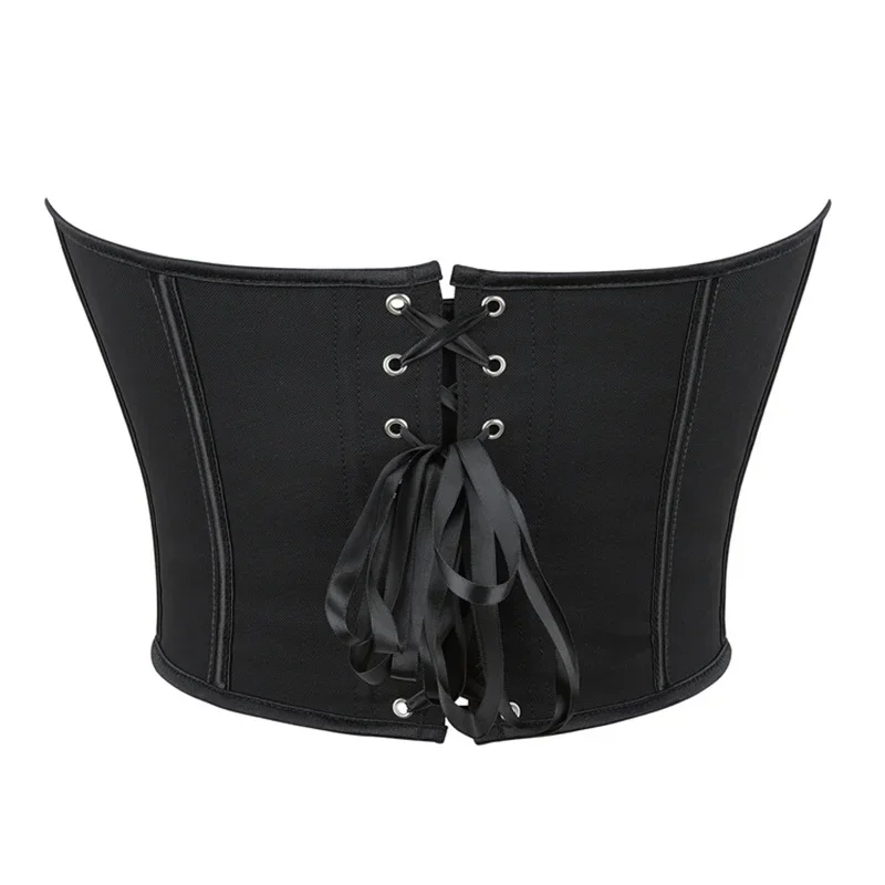 Women Fashion Overbust Corset Top Lace Up Plastic Boned Corsets and Bustiers Body Shaper Short Torso Kорсет