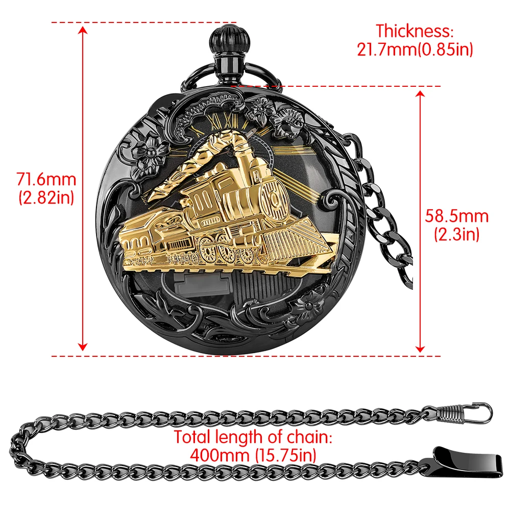 Premium Handicraft Melody Music Luxury Quartz Pocket Watch Steampunk Hollow Musical Clock with Pocket Chain Gift for Boys Girls