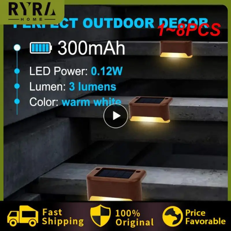 

1~8PCS Outdoor Stair Solar Light Waterproof Garden Step Lamp Fence Pathway Yard Patio Garden Decor Lawn LED LightingWarm Light