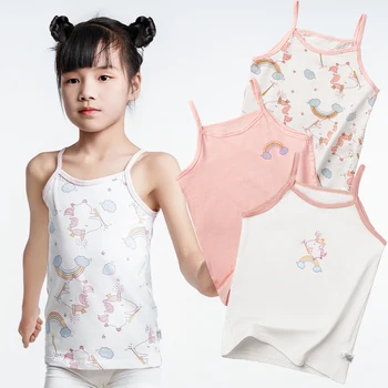 Girls Cotton Cartoon Singlet Tank Tops – Breathable Kids Undershirts 1