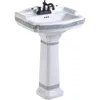 Pedestal Sinks for Bathrooms Wide White Porcelain Bathroom Pedestal Wall Mounted Sink with Green Gold Accent 4