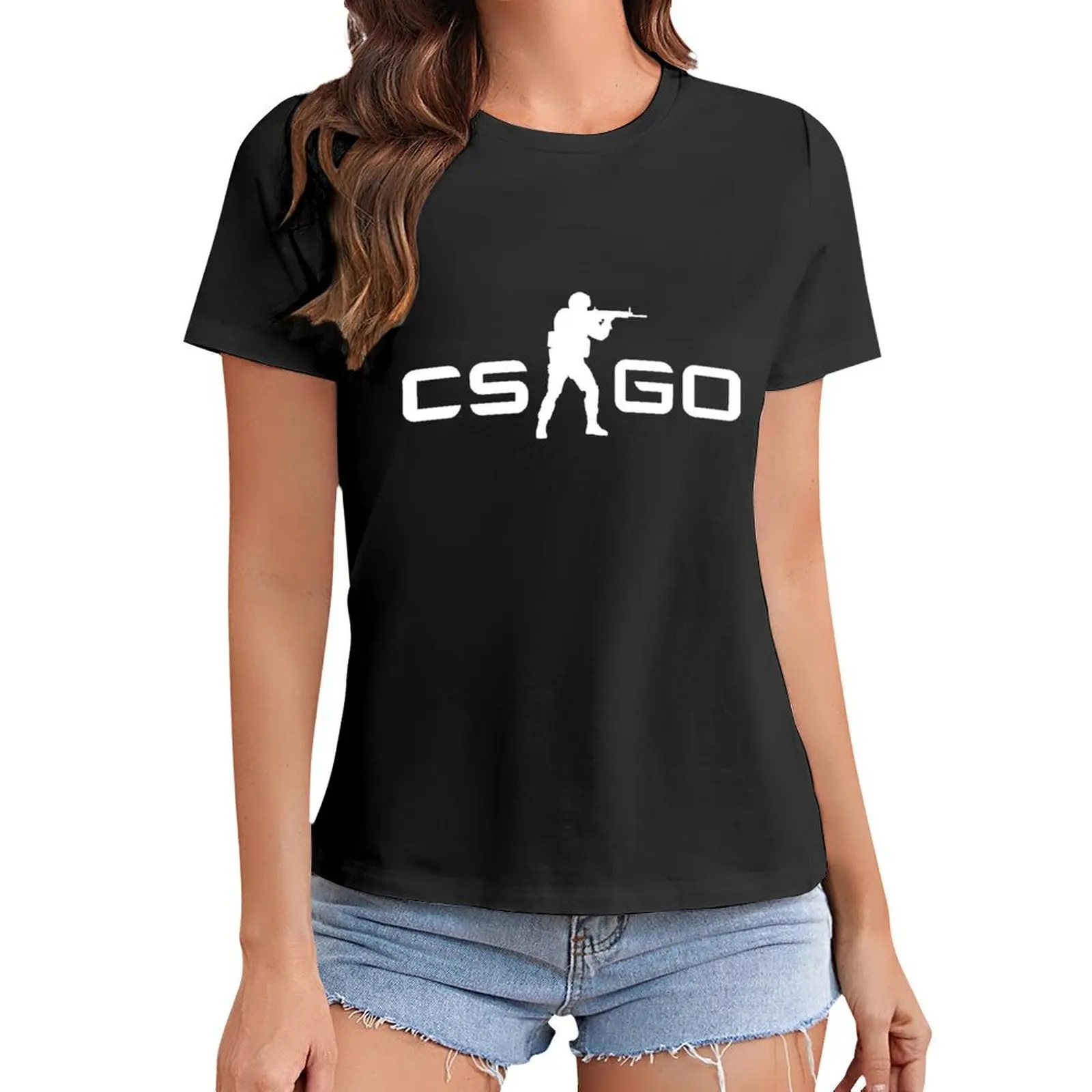 

CSGO - White T-Shirt oversized animal prinfor plus sizes clothes for woman