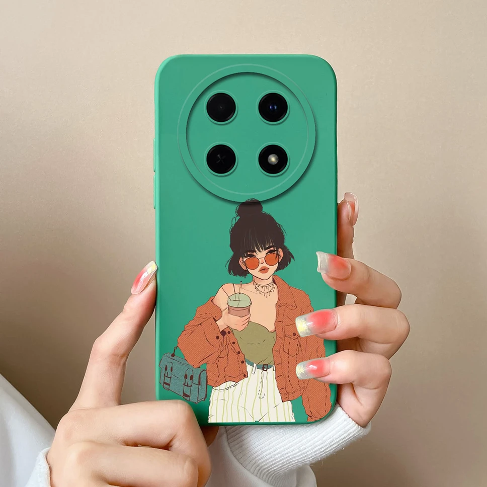 Fashion Pretty Sweet Girl Soft Liquid Silicone Phone Case - Protective Cover