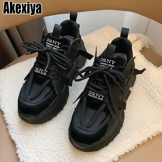 Zapatillas deportivas con cuña mujer negras