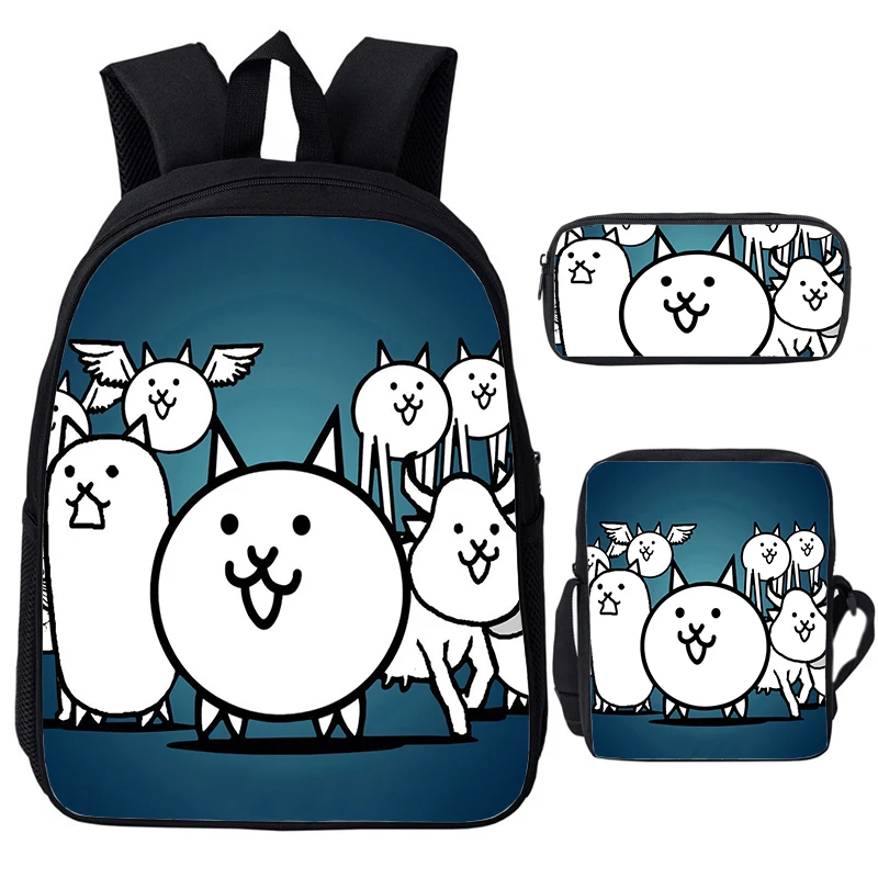 

Children 3pcs Set School Bag The Battle Cats Backpack for Primary School Student Anime Bookbag Hight Quality Backpack Travel Bag