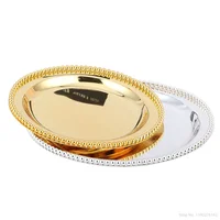 Luxury Silver / Gold Charger Plates Metal Tray 25 CM/ 9.8" Round Nut Plates/ Sweet/ Cake Plates For Home Christmas Decoration 1