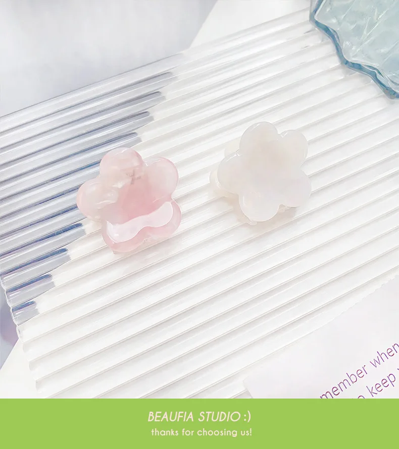 Korean Style Floral Acetate Mini Claw Clip for Women, Sweet Cute Resin Hair Clip, Shark Clip for Thin Hair and Bangs