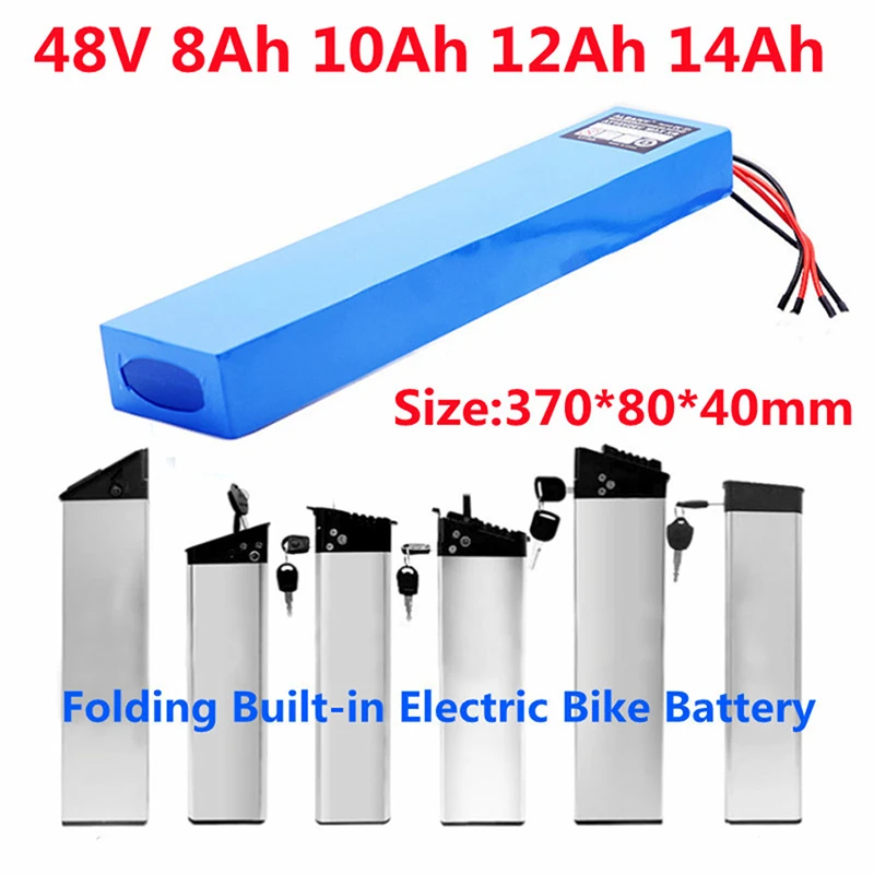 

18650 Silver Fish E-bike 48V 8Ah 10Ah 14Ah 20Ah Lithium Battery Pack,for Electric Bicycle Replacement Battery Built-in BMS