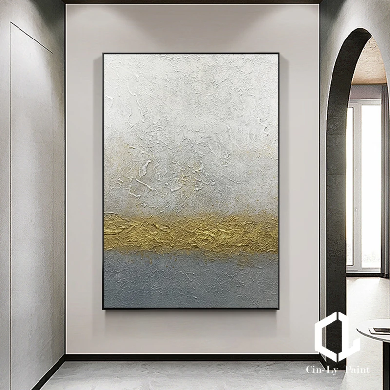 

100% Handmade Abstract Golden Oil Painting Modern Wall Art On Canvas Texture Large Size Mural Living Room Hotel Decor Frameless