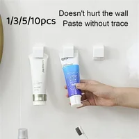 1-100pcs Punch-free Toothbrush Holder Wall-mounted Toothpaste Holder Storage Rack Holders Organizer Bathroom Accessories 2