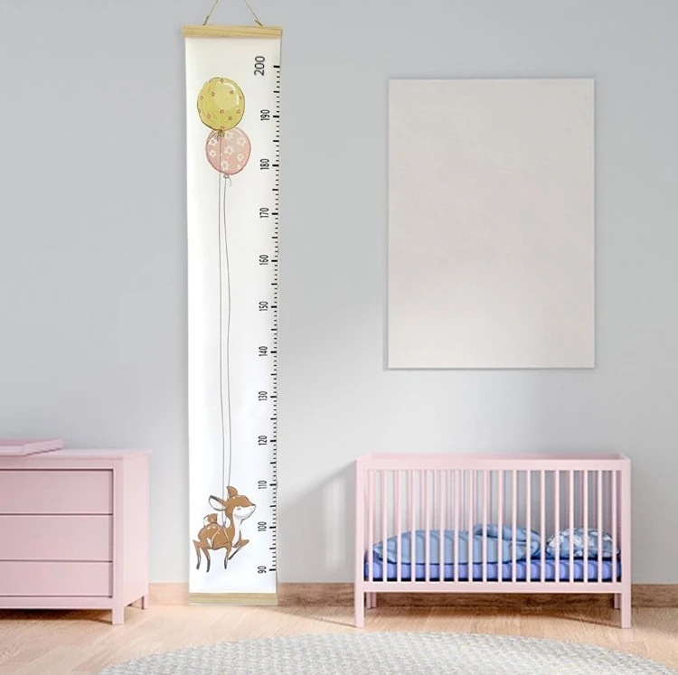 Wall Stickers Wooden Canvas Wall Growth Charts Baby Hanging Decorative Chart Height Measure Ruler Removable Wall Sticker for Kids Child Room