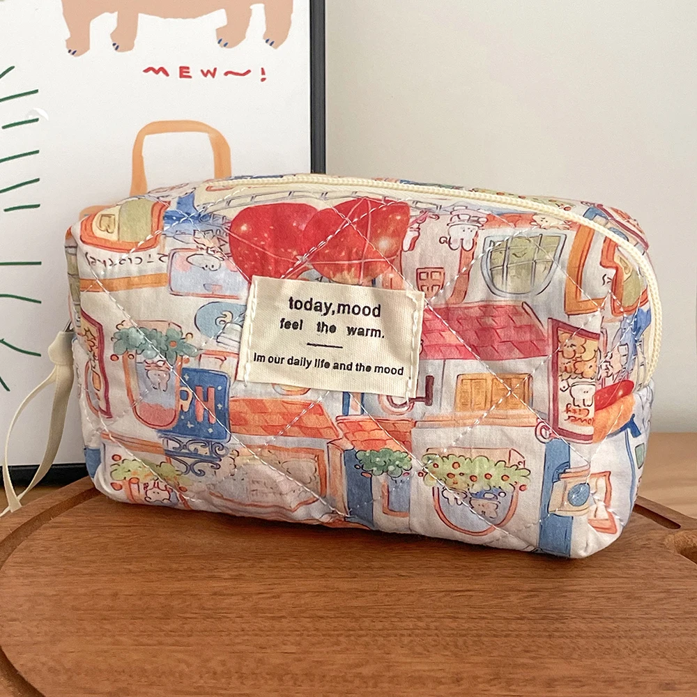 Cartoon Make-Up Stepp Tasche Frauen Tragbare Tote Lippenstift Kosmetische Lagerung Handtasche Vintage Organizer für Kosmetik Weibliche Tasche – Detail 3