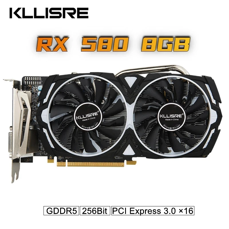 Video Card Computer Rx580 Kllisre-Graphics-Cards-RX-580-8GB-GDDR5-GPU-Video-Card-256Bit-2048SP ...
