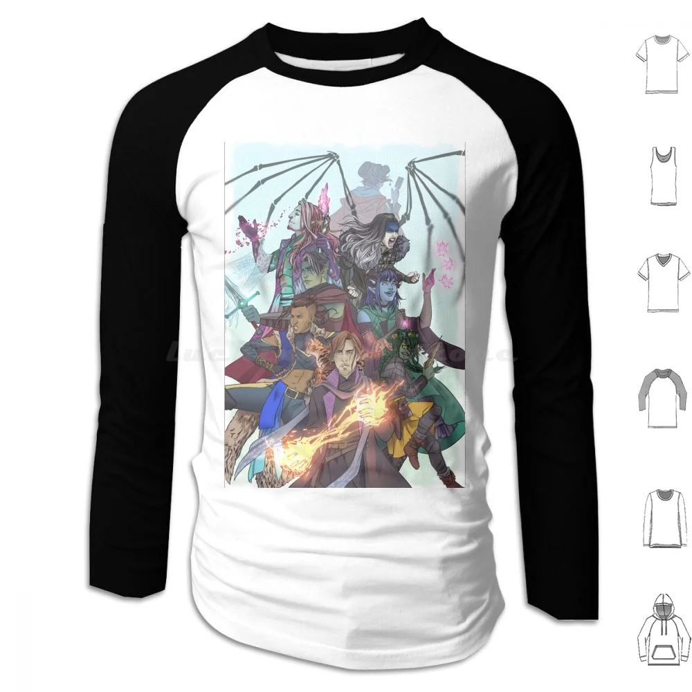 The Mighty Nein Felpe Con Cappuccio Manica Lunga Mighty Nein Mighty 9 M9 Dnd E Yasha Beauregard Jester Fdo Caduceus Clay Nick