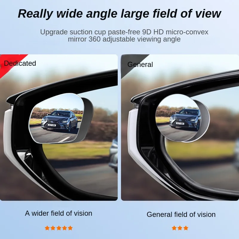 2pcs Car Mirror Wide Angle Car Blind Spot Mirrors 360&deg; Adjustable Auxiliary Rearview Mirrors HD Frameless Small Round Mirror Blind Spot Mirror Wide Angle Mirror